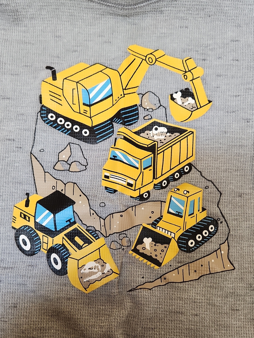 jumping beans Gray Long-Sleeve Top with Yellow Construction Vehicles - Picture 2 of 4